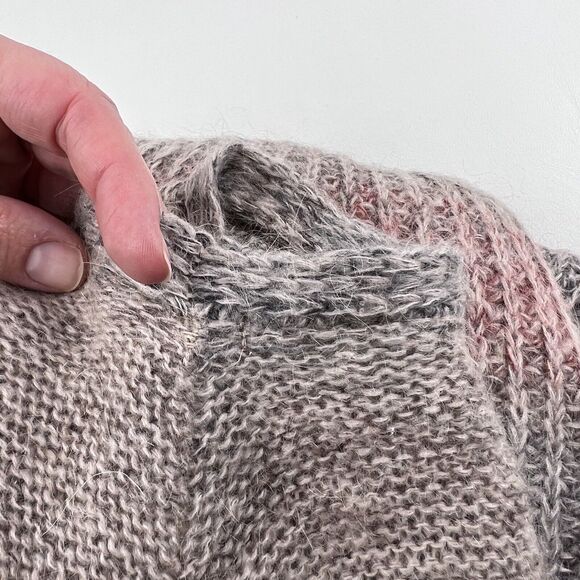 KNITTED & KNOTTED Anthropologie Cardigan Open Waterfall Mohair Wool Ombre Gray S - Picture 7 of 11